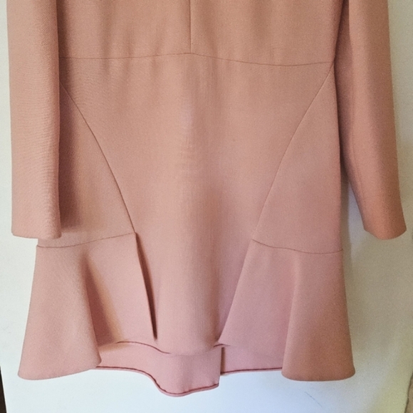 MARNI Wool Crepe Mini Dress 6 Peach Pink Long Sleeve Ruffle Italy - Picture 5 of 15